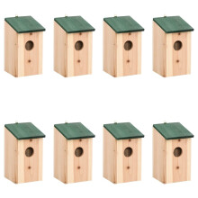 vidaXL 8x Bird Houses Wood 12x12x22 cm Pet Habitat Cage Nesting Box Station
