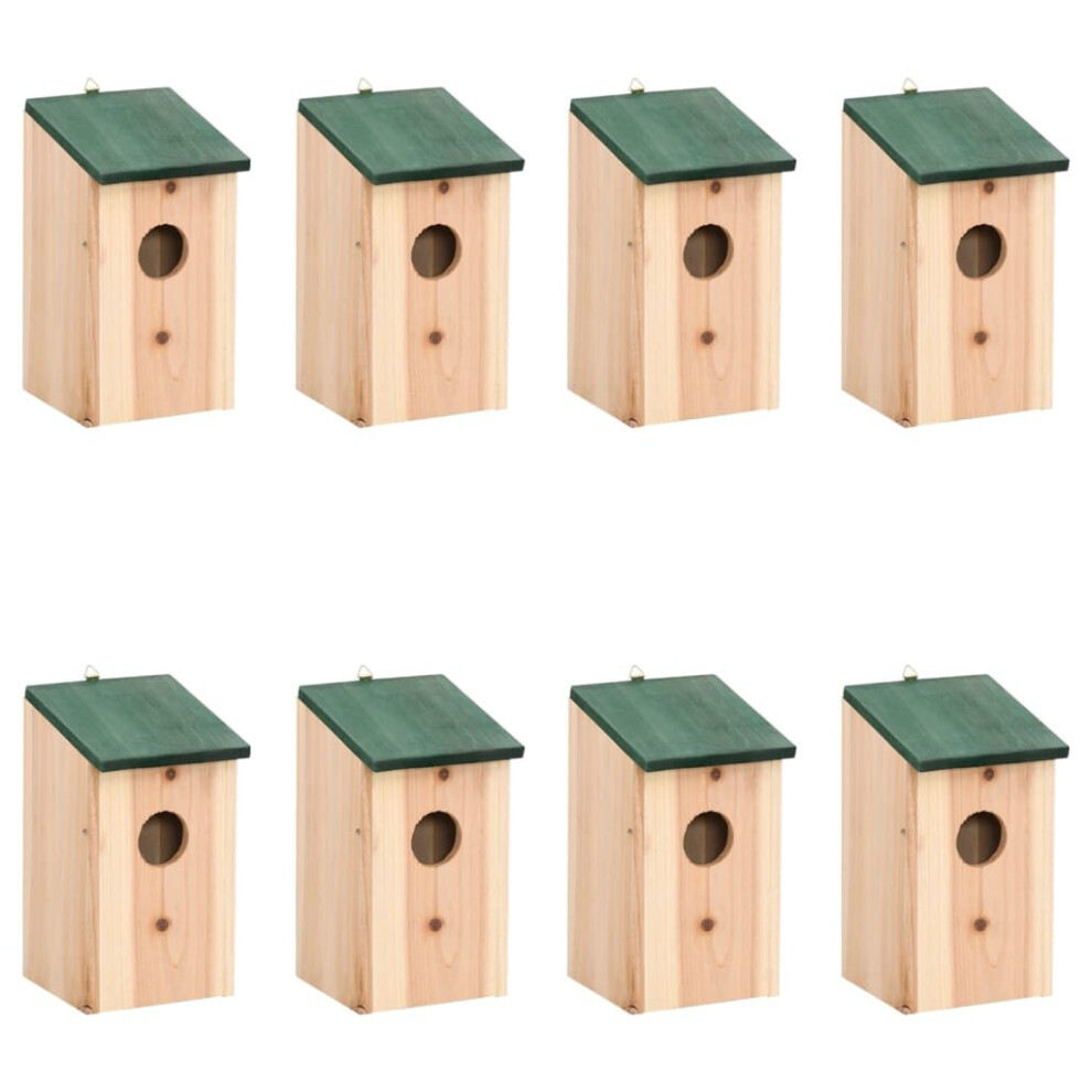 vidaXL 8x Bird Houses Wood 12x12x22 cm Pet Habitat Cage Nesting Box Station