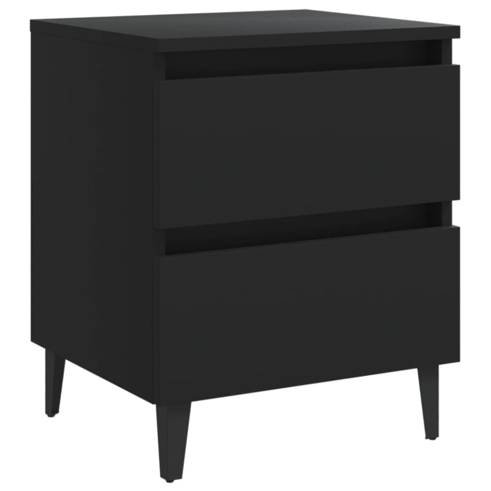 vidaXL Bed Cabinet Black Engineered Wood Drawer Nightstand Bedroom Furniture