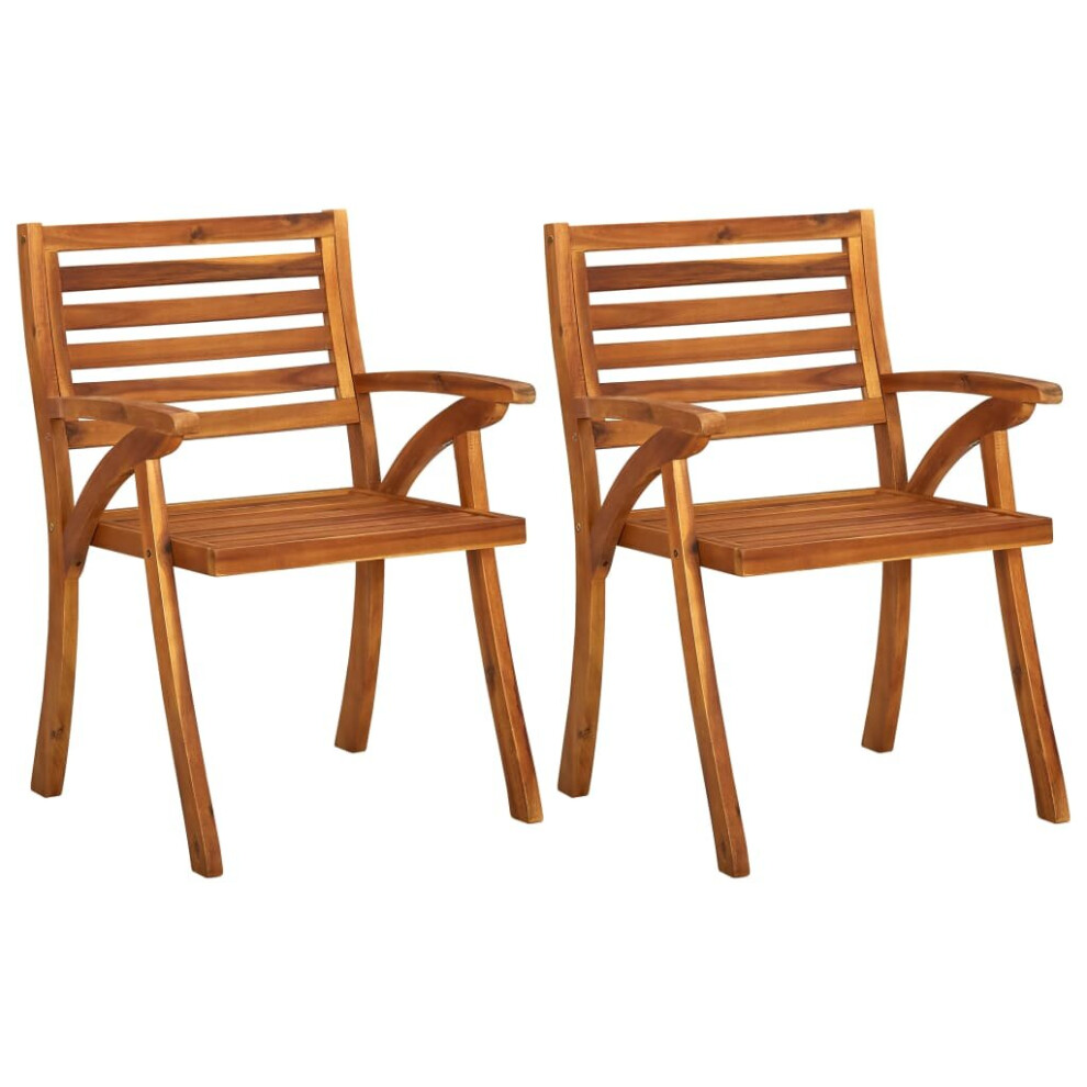 vidaXL 2x Solid Acacia Wood Garden Chairs Dining Garden Armchairs Outdoor