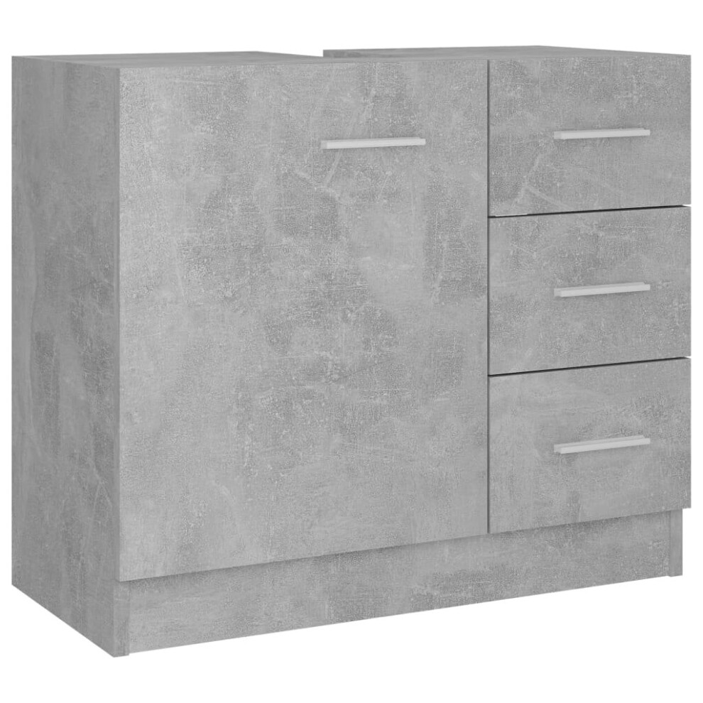 vidaXL Sink Cabinet Concrete Grey Engineered Wood Home Cupboard Storage Rack