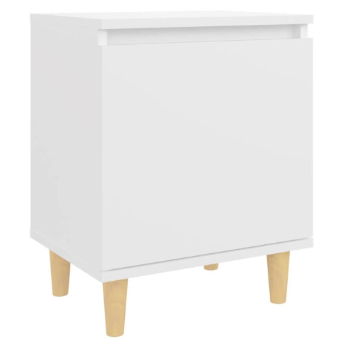 VidaXL vidaXL Bed Cabinet with Solid Wood Legs White Side Bedroom Table Nightstand