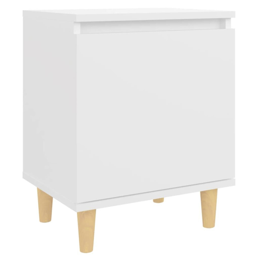 vidaXL Bed Cabinet with Solid Wood Legs White Side Bedroom Table Nightstand