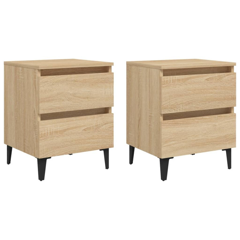 vidaXL 2x Bed Cabinets Sonoma Oak Engineered Wood Bedroom Desk Nightstand