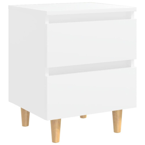 VidaXL vidaXL Bed Cabinet with Solid Pinewood Legs White Side Cabinet Nightstand