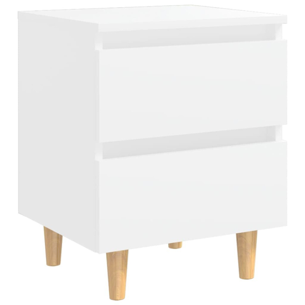 vidaXL Bed Cabinet with Solid Pinewood Legs White Side Cabinet Nightstand