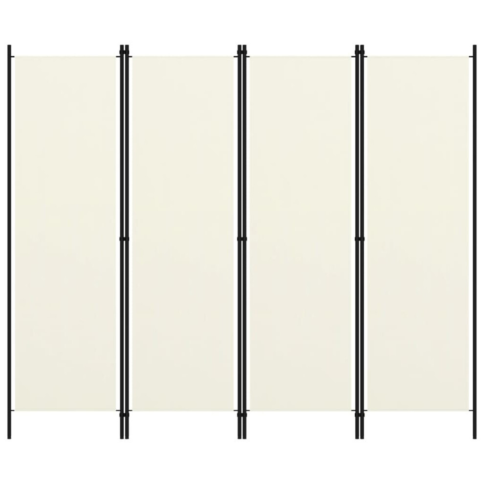 Vidaxl 4-Panel Room Divider - Cream White, 200 X 180 Cm, Foldable Freestanding Screen With Powder-Coated Iron Frame White,Cream
