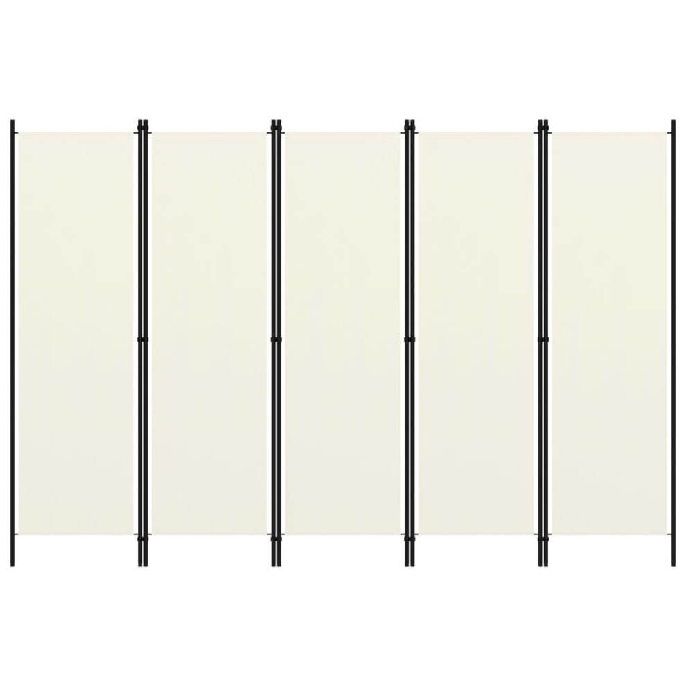 vidaXL 5-Panel Room Divider Cream White 250cm Wall Partition Screen Separator