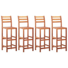 vidaXL 4x Solid Acacia Wood Bar Chairs with Backrest Garden Counter Stool