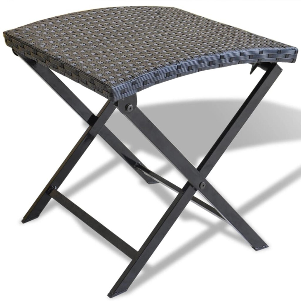 vidaXL Folding Stool Poly Rattan Black Foldable Chair Outdoor Garden Seat