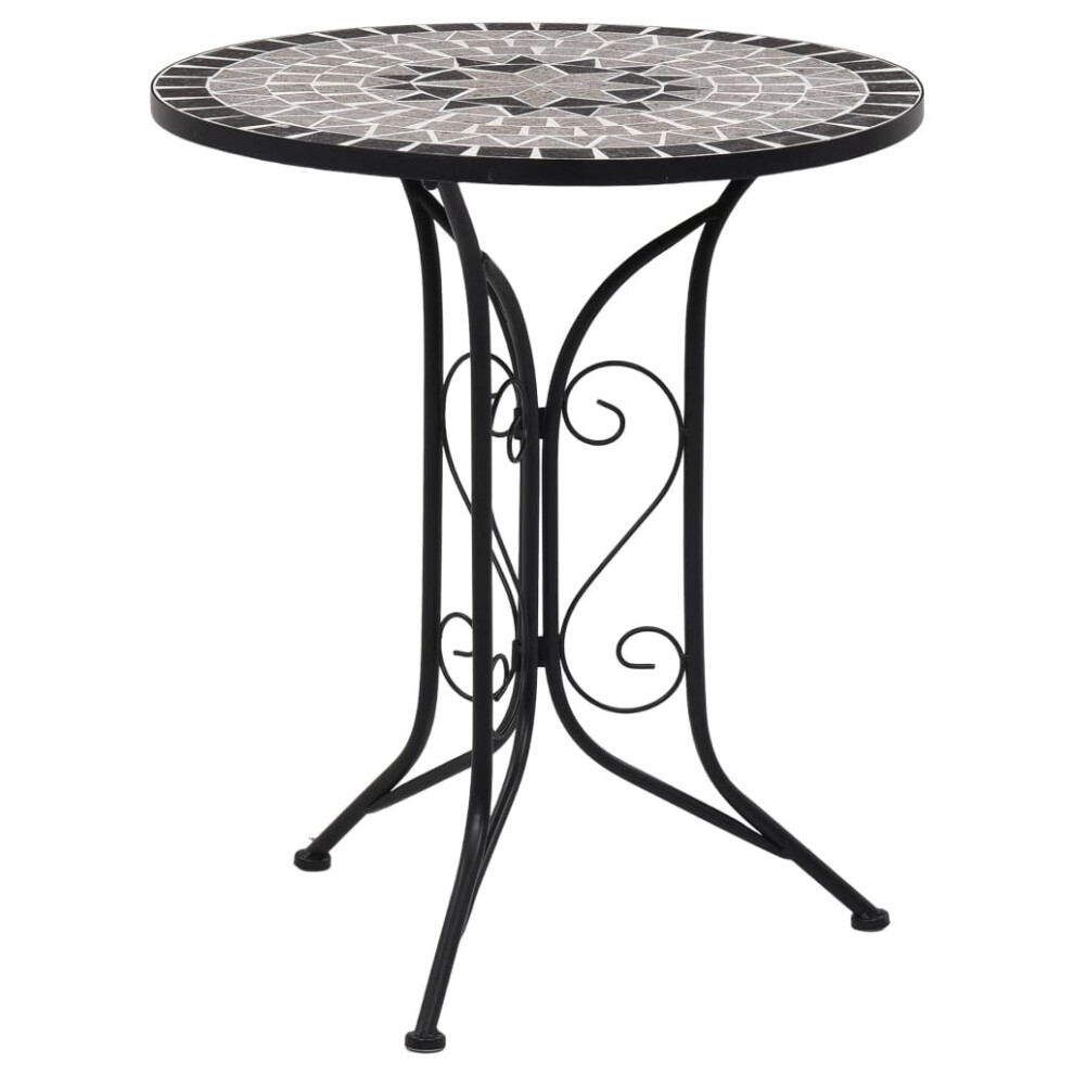 Vidaxl Mosaic Bistro Table Grey 61 Cm Ceramic Outdoor Garden Balcony Patio