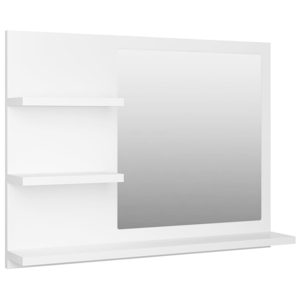 vidaXL Bathroom Mirror White Engineered Wood Washroom Wall Mirror Furniture