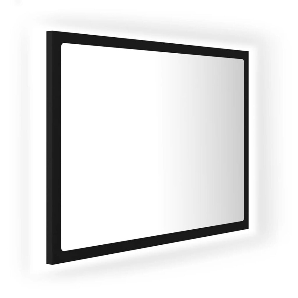 vidaXL LED Bathroom Mirror Black 60x8.5x37 cm Acrylic Washroom Wall Mirror