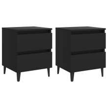 vidaXL 2x Bed Cabinets Black Engineered Wood Drawer Nightstand Home Furniture