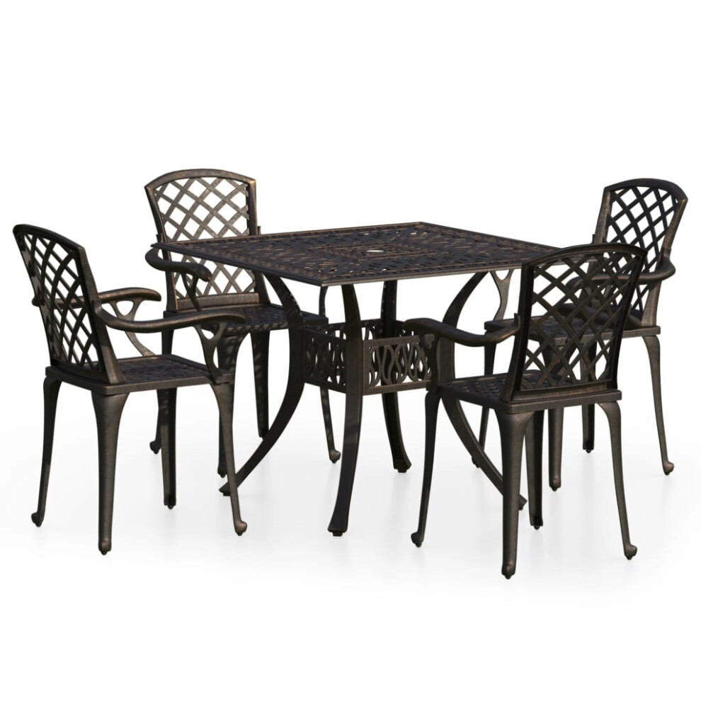 Vidaxl Biatro Set 5 Piece Cast Aluminium Bronze Furniture Table Chairs Patio