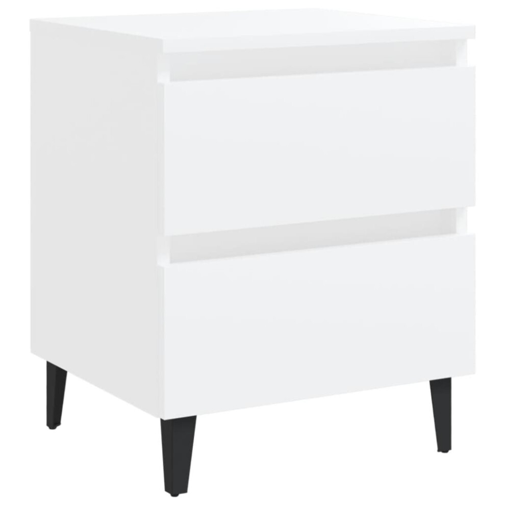 vidaXL Bed Cabinet White Engineered Wood Drawer Nightstand Bedroom Furniture