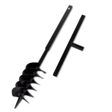 vidaXL Ground Drill with Handle Auger Bit 150mm 3 Spirals Steel Black Digger