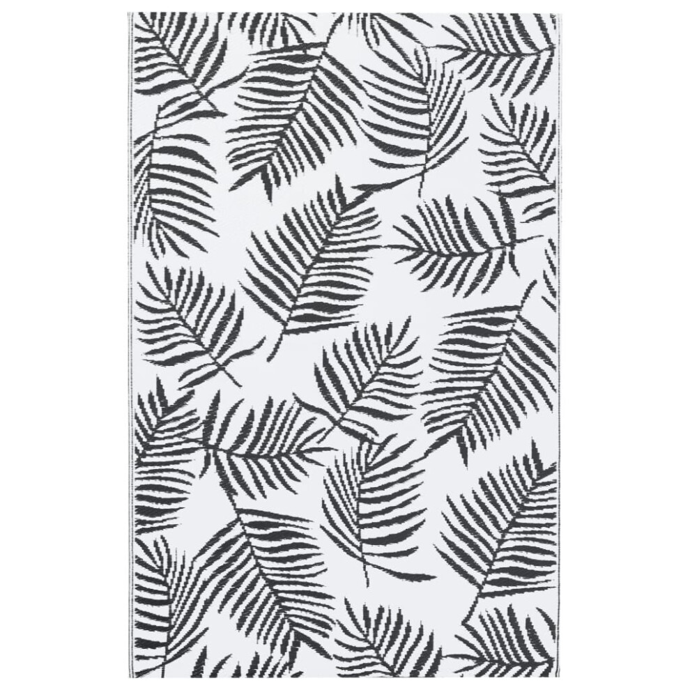 vidaXL Outdoor Carpet ARAKIL White and Black 190x290 cm PP Rug Outdoor Blanket
