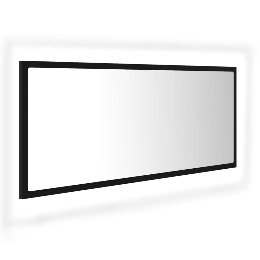 vidaXL LED Bathroom Mirror Black 100x8.5x37 cm Acrylic Washroom Wall Mirror