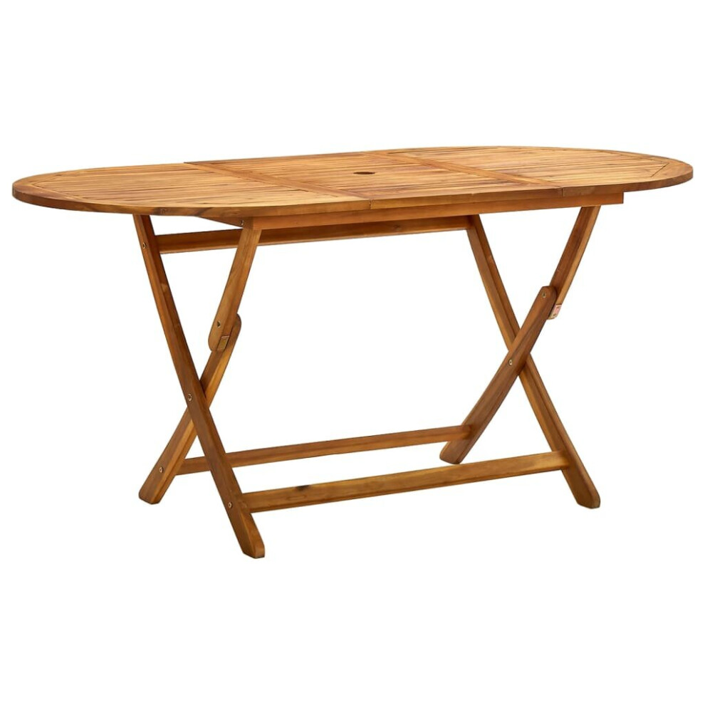 vidaXL Solid Acacia Wood Folding Garden Table Wooden Foldable Dining Desk