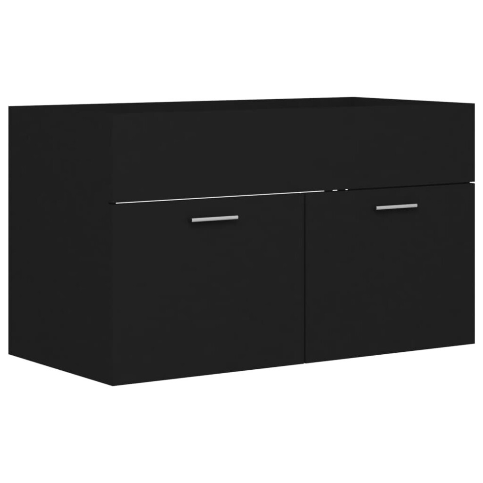 Vidaxl Sink Cabinet Engineered Wood Laundry Room Rack Washroom Cupboard Black