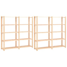 vidaXL 2x Solid Pinewood 5-Tier Storage Racks 170x38x170cm 500kg Organiser