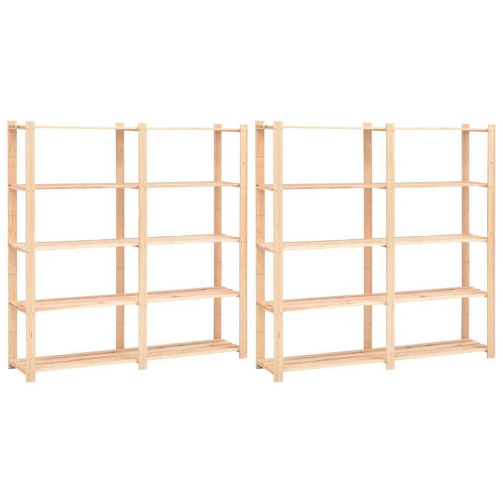 Vidaxl 2X Solid Pinewood 5-Tier Storage Racks 170X38x170cm 500Kg Organiser 8719883854649