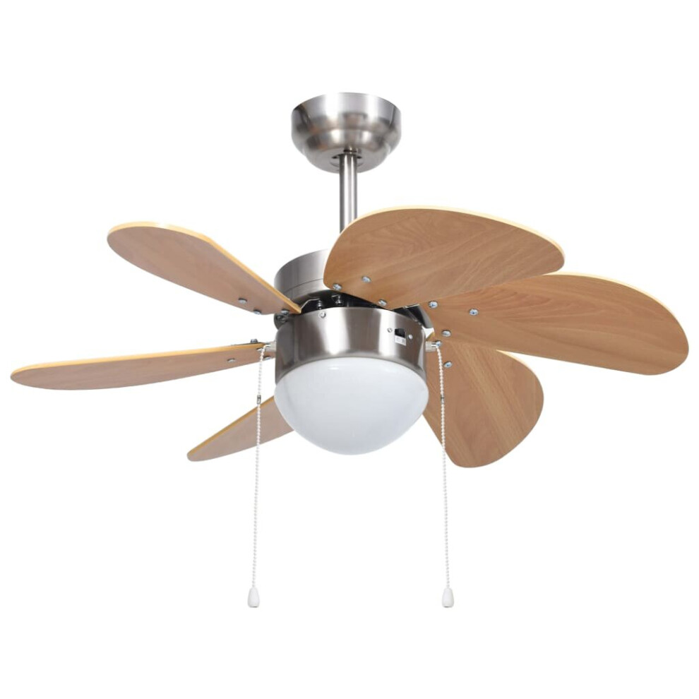 vidaXL Ceiling Fan with Light Light Brown Ventilator Climate Control Accessory