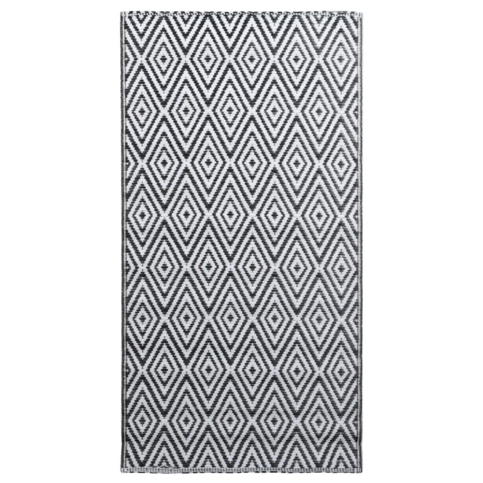 vidaXL Outdoor Carpet White and Black 120x180 cm PP Balcony Rug Patio Blanket