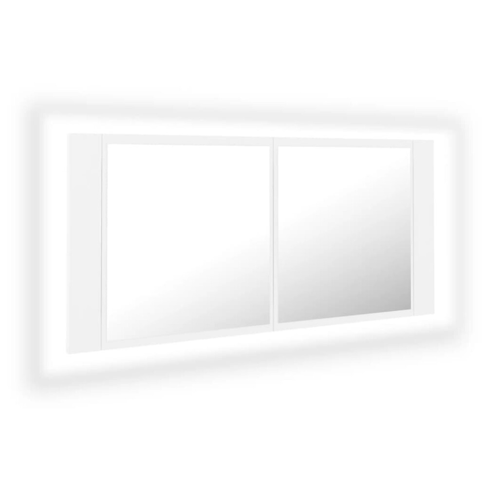 vidaXL LED Bathroom Mirror Cabinet White 100x12x45 cm Acrylic Washroom Mirror