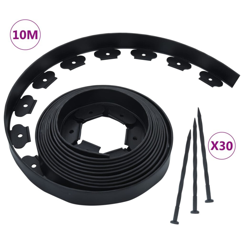 Vidaxl Flexible Lawn Edging With 30 Pegs 10M Outdoor Garden Grass Edge Border 8719883796468