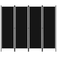 vidaXL 4-Panel Room Divider - Black, 200x180 cm, Freestanding Privacy Screen with 4 Folding Fabric Panels