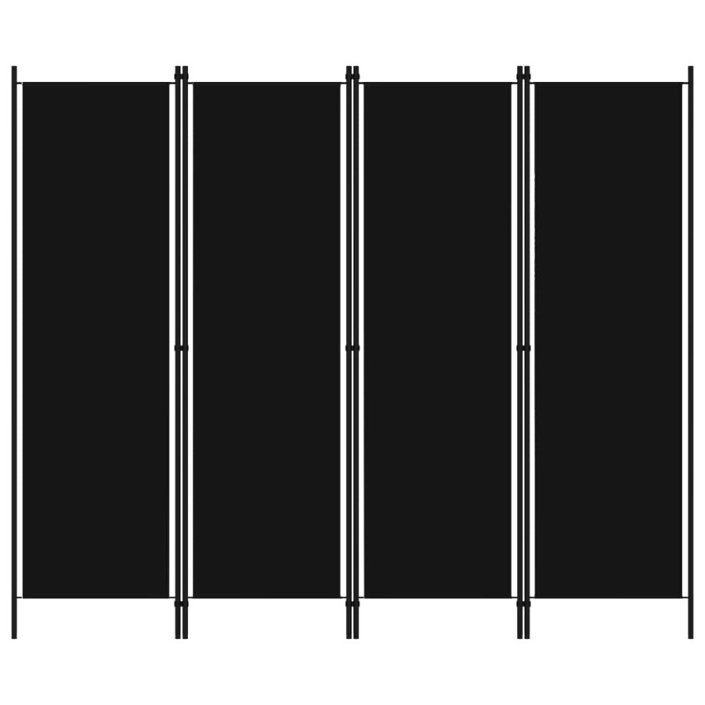 vidaXL 4-Panel Room Divider Black 200x180 cm Wall Partition Screen Separator