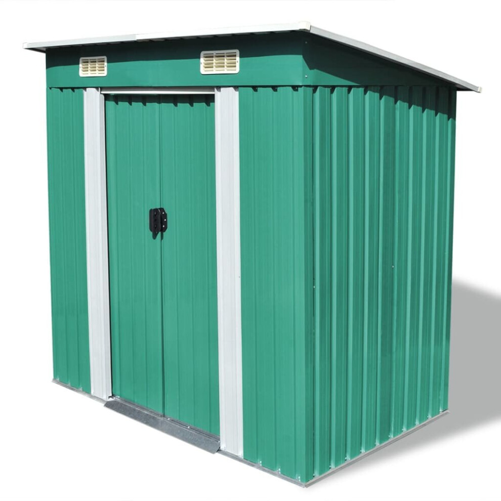 vidaXL Garden Shed Green Metal Outdoor Patio Storage Organiser House Cabin