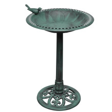 vidaXL Bird Bath with Decorative Bird Pedestal Garden Outdoor Wild Water Resin