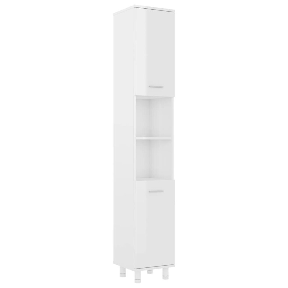 vidaXL Bathroom Cabinet High Gloss White Engineered Wood Home Storage Cupboard