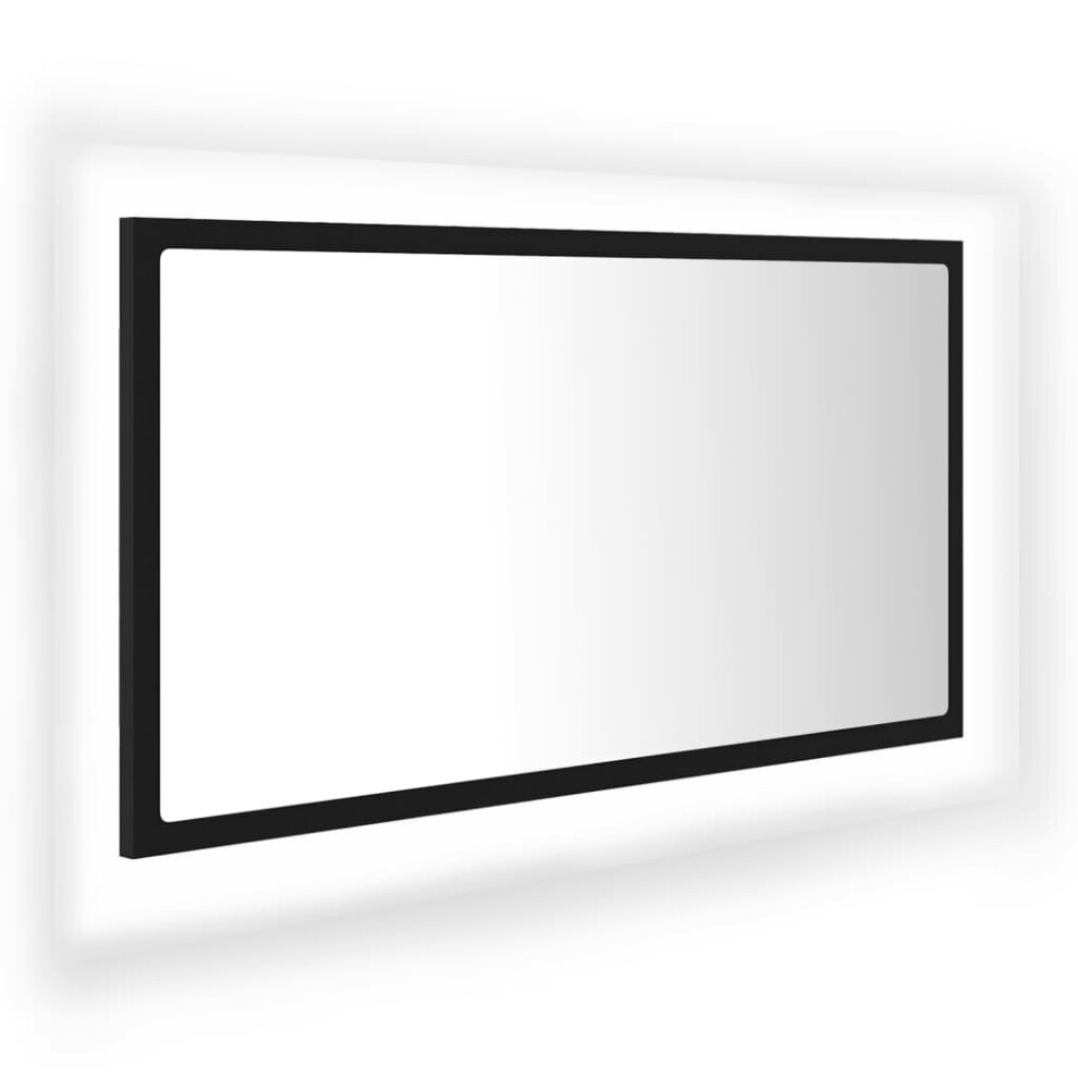 vidaXL LED Bathroom Mirror Black 80x8.5x37 cm Acrylic Washroom Wall Mirror