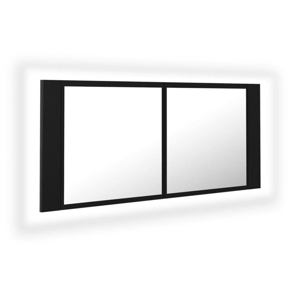 vidaXL LED Bathroom Mirror Cabinet Black 100x12x45 cm Acrylic Washroom Mirror