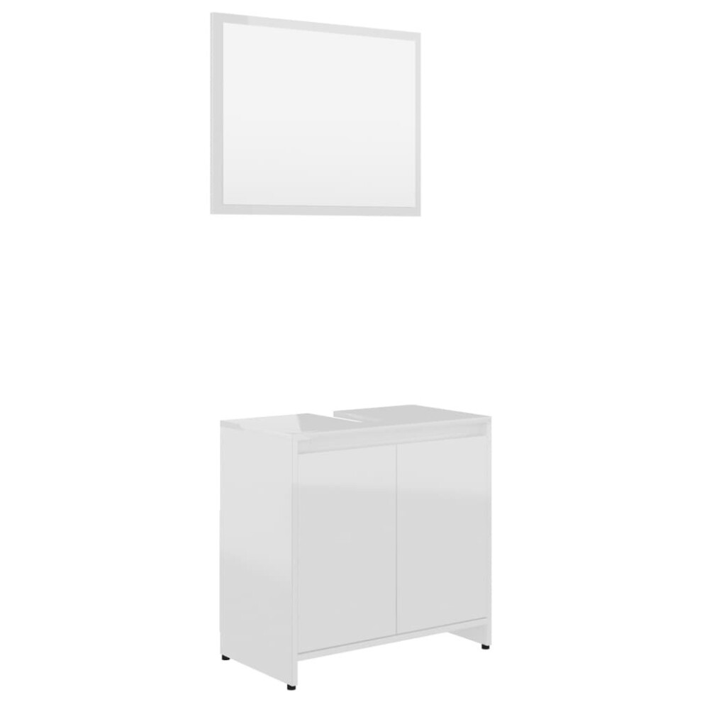 vidaXL Bathroom Furniture Set High Gloss White Engineered Wood Storage Unit