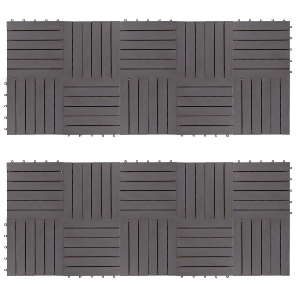 vidaXL 20x Solid Acacia Wood Decking Tiles Grey Wash 30x30cm Interlocking Tile