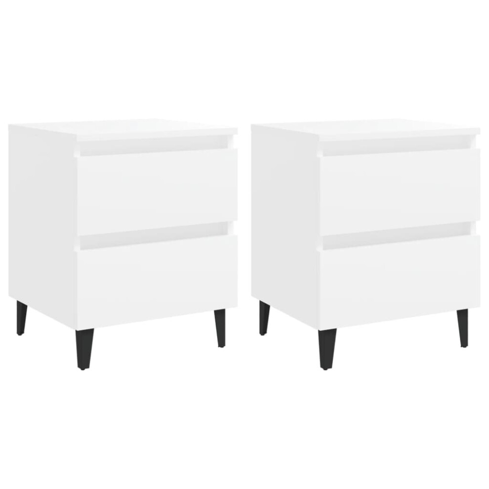 vidaXL 2x Bed Cabinets White Engineered Wood Drawer Nightstand Home Furniture