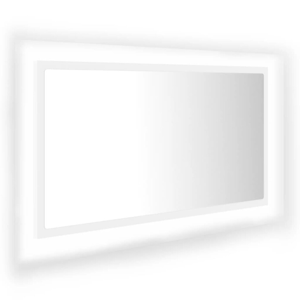 vidaXL LED Bathroom Mirror White 80x8.5x37 cm Acrylic Washroom Wall Mirror