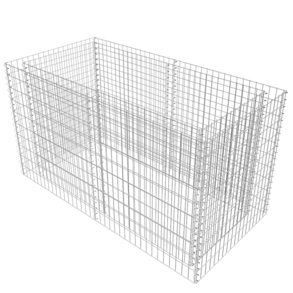 vidaXL Gabion Raised Bed Steel 180x90x100cm Silver Garden Landscaping Rock