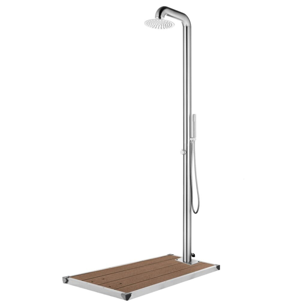 vidaXL Garden Shower with Brown Base 230 cm Stainless Steel Bath Accessory