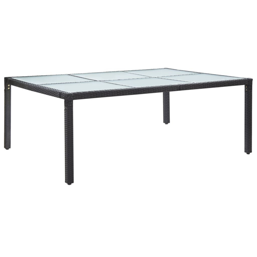 vidaXL Outdoor Dining Table Black Poly Rattan Garden Patio Desk Dinner Table