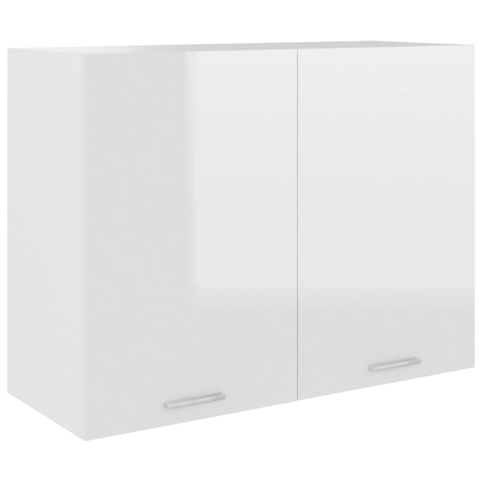 vidaXL Home Cabinet High Gloss White Engineered Wood Home Storage Organiser