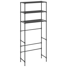 vidaXL 3-Tier Over Washing Machine Storage Rack, Black - Durable Stainless Steel Laundry & Bathroom Organizer