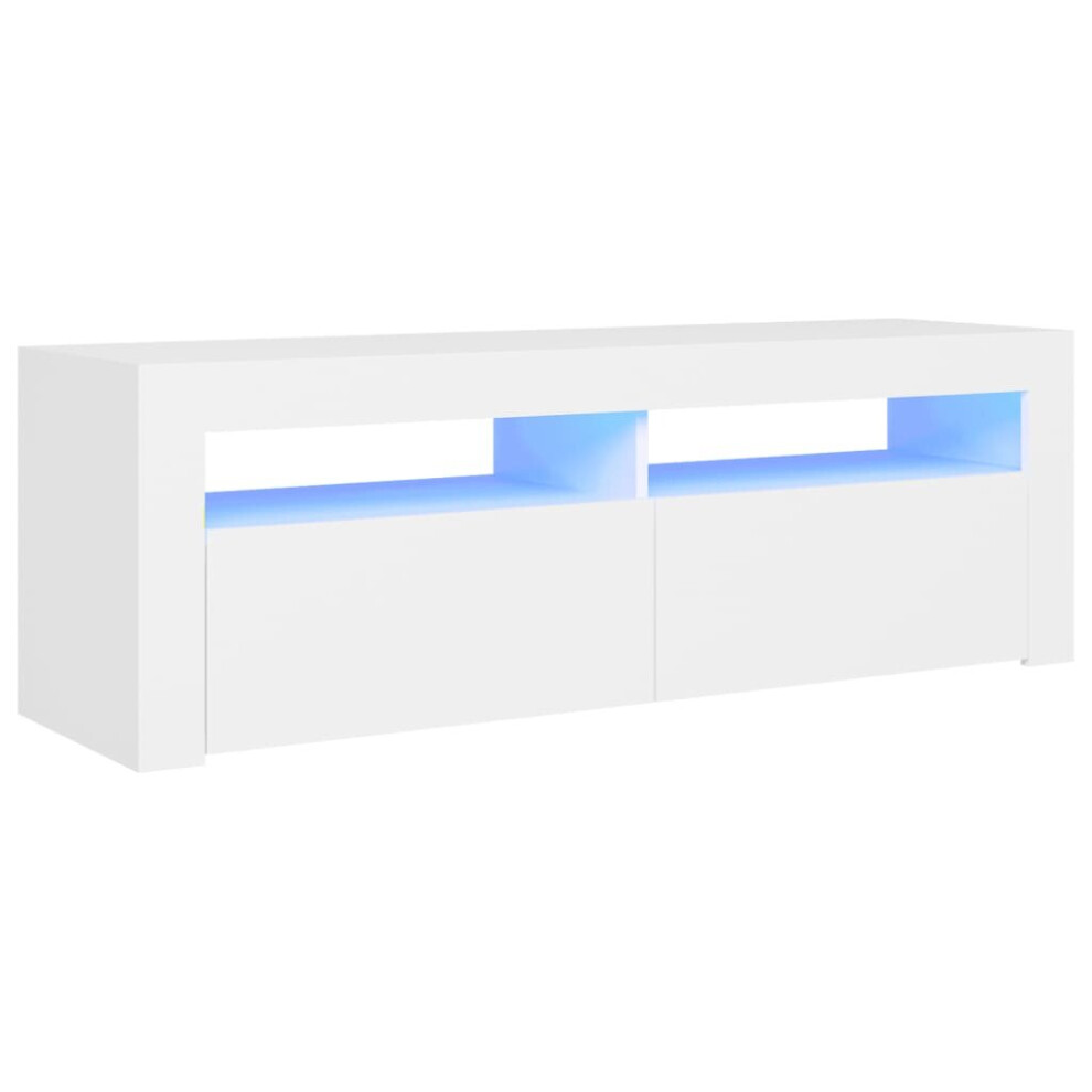 Vidaxl Tv Cabinet With Led Lights White Hifi Stand Desk Tv Unit Hifi Cabinet