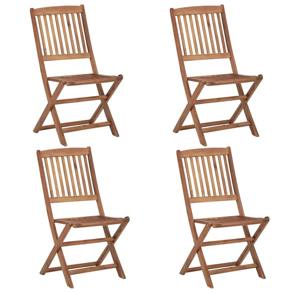 Vidaxl 4X Solid Acacia Wood Folding Outdoor Chairs Wooden Dining Seat Garden
