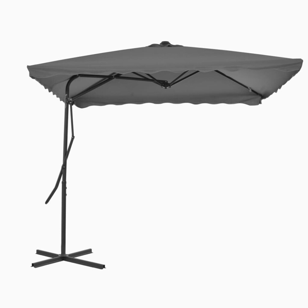 Vidaxl Garden Parasol With Steel Pole Sunshade Outdoor Umbrella Anthracite